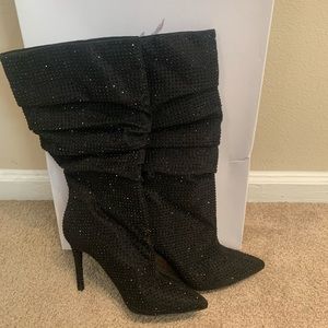 Brand New Jessica Simpson Black Glitter Boots